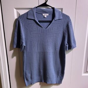 Reiss Blue Textured Polo Shirt